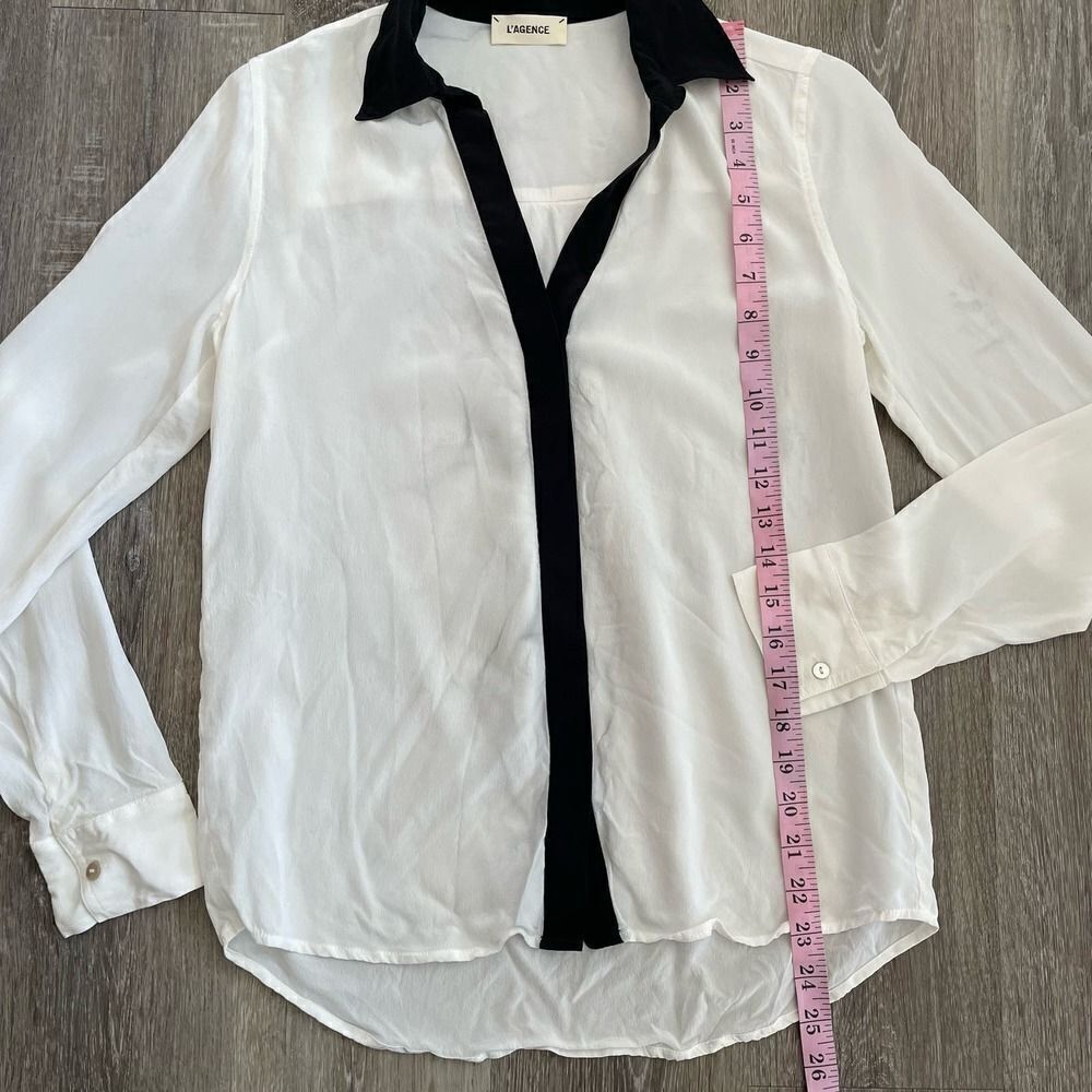 L'AGENCE White Semi-Sheer Button Down Blouse - Picture 11 of 16